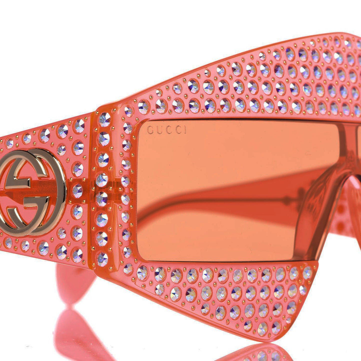 Crystal Rectangular Frame Sunglasses GG0357S Orange