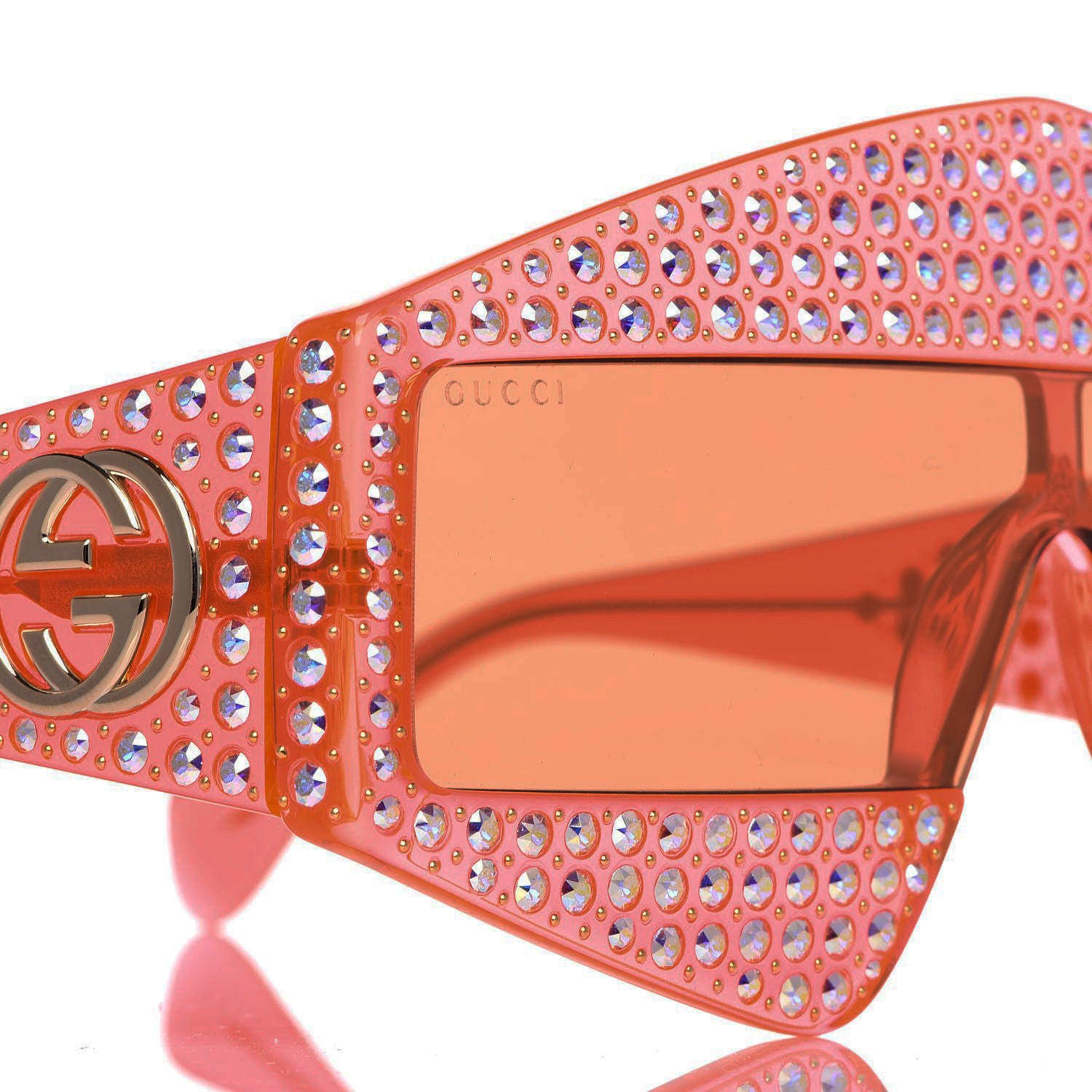 Gucci Crystal Rectangular Frame Sunglasses GG0357S Orange 6 of 7
