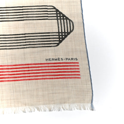 Hermes Cashmere Rubans D'Hermes Shawl 140 Beige Chine Rouge 2 of 4