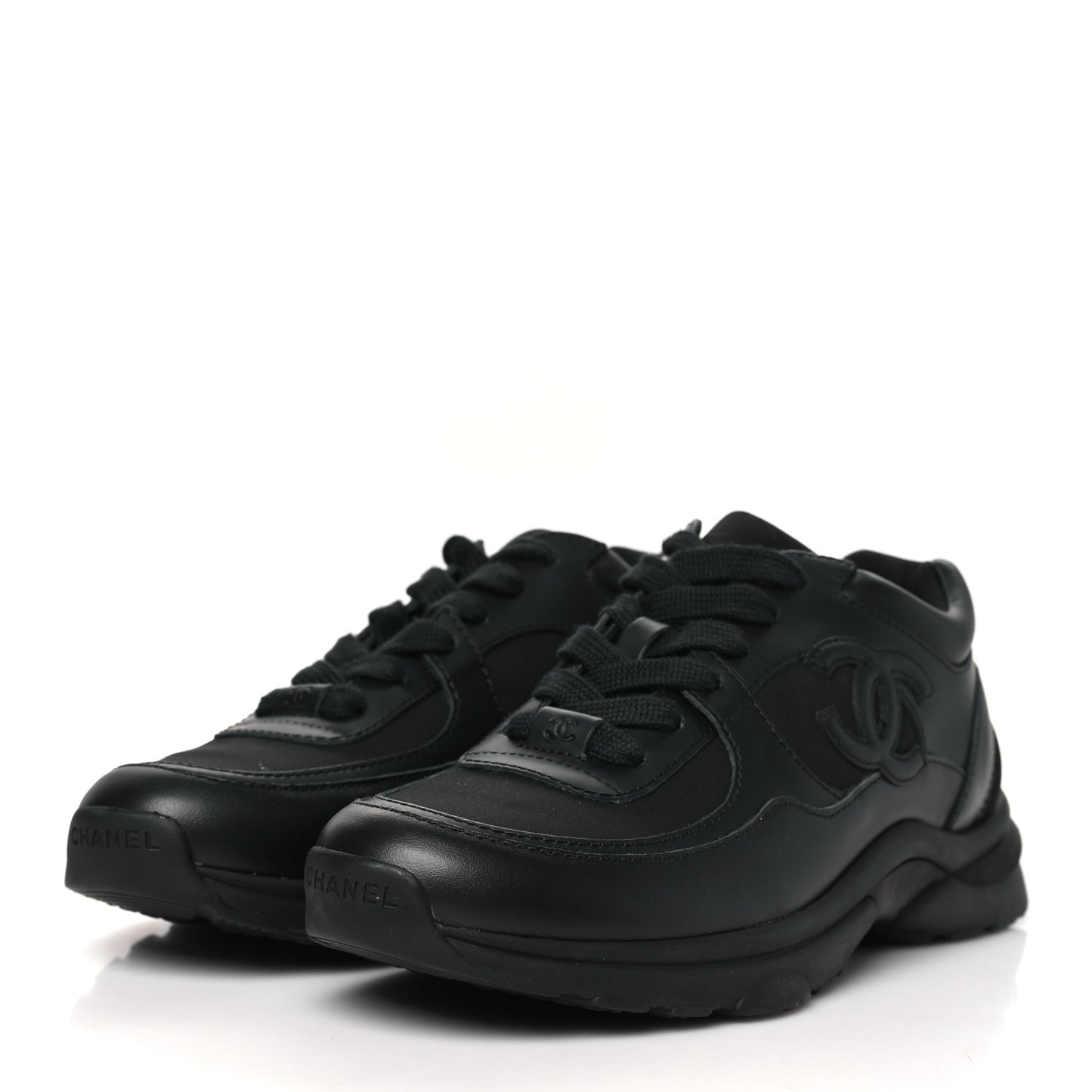 Lambskin Fabric CC Uniform Sneakers 38 Black