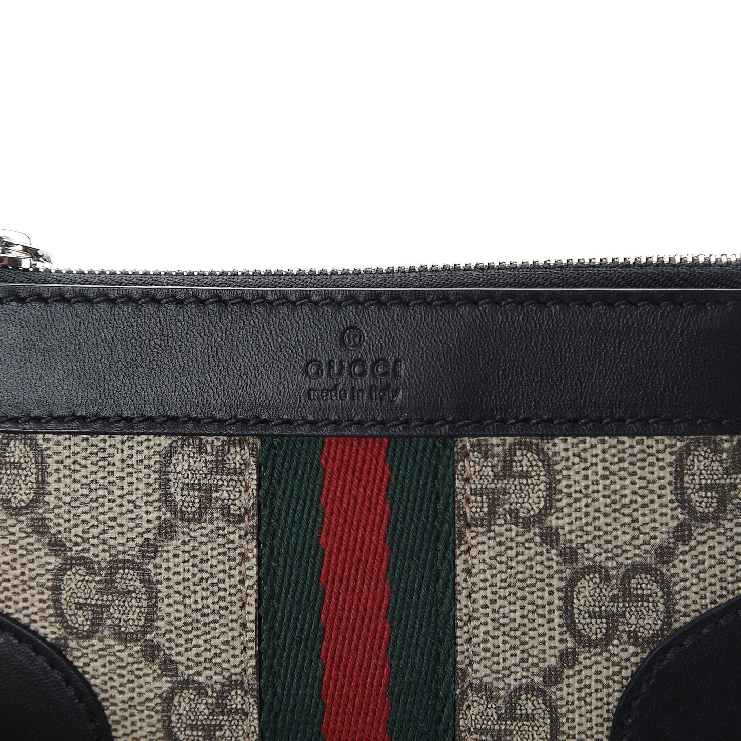 GG Supreme Monogram Web Key Case Black