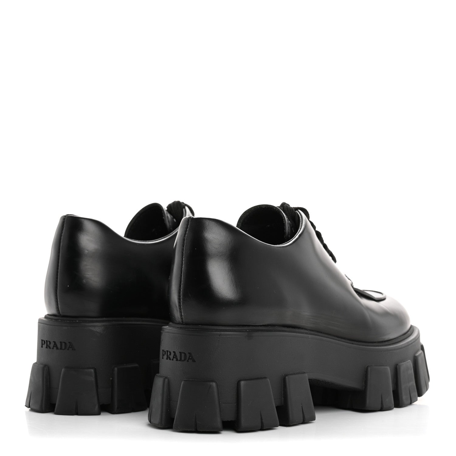 Prada Spazzolato Rois Monolith 55mm Derby Loafers 37 Black 5 of 10