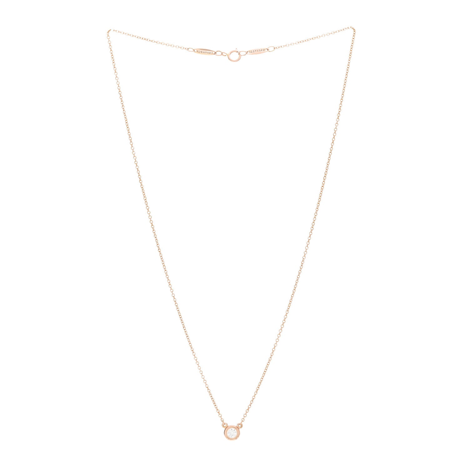 Tiffany 18K Rose Gold Diamond .17ct Elsa Peretti Diamonds by the Yard Pendant Necklace 3 of 5