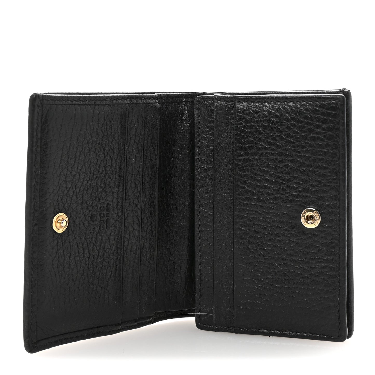Pebbled Calfskin GG Marmont Card Case Black