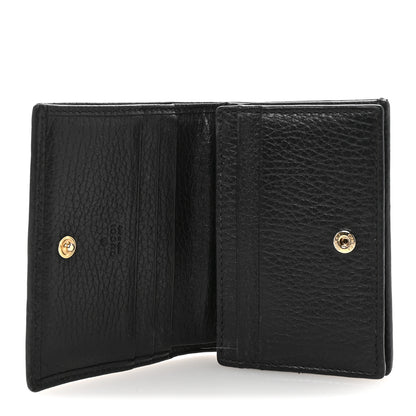 Gucci Pebbled Calfskin GG Marmont Card Case Black 9 of 14
