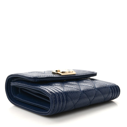 Chanel Caviar Quilted Compact Boy Wallet Blue 3 of 7