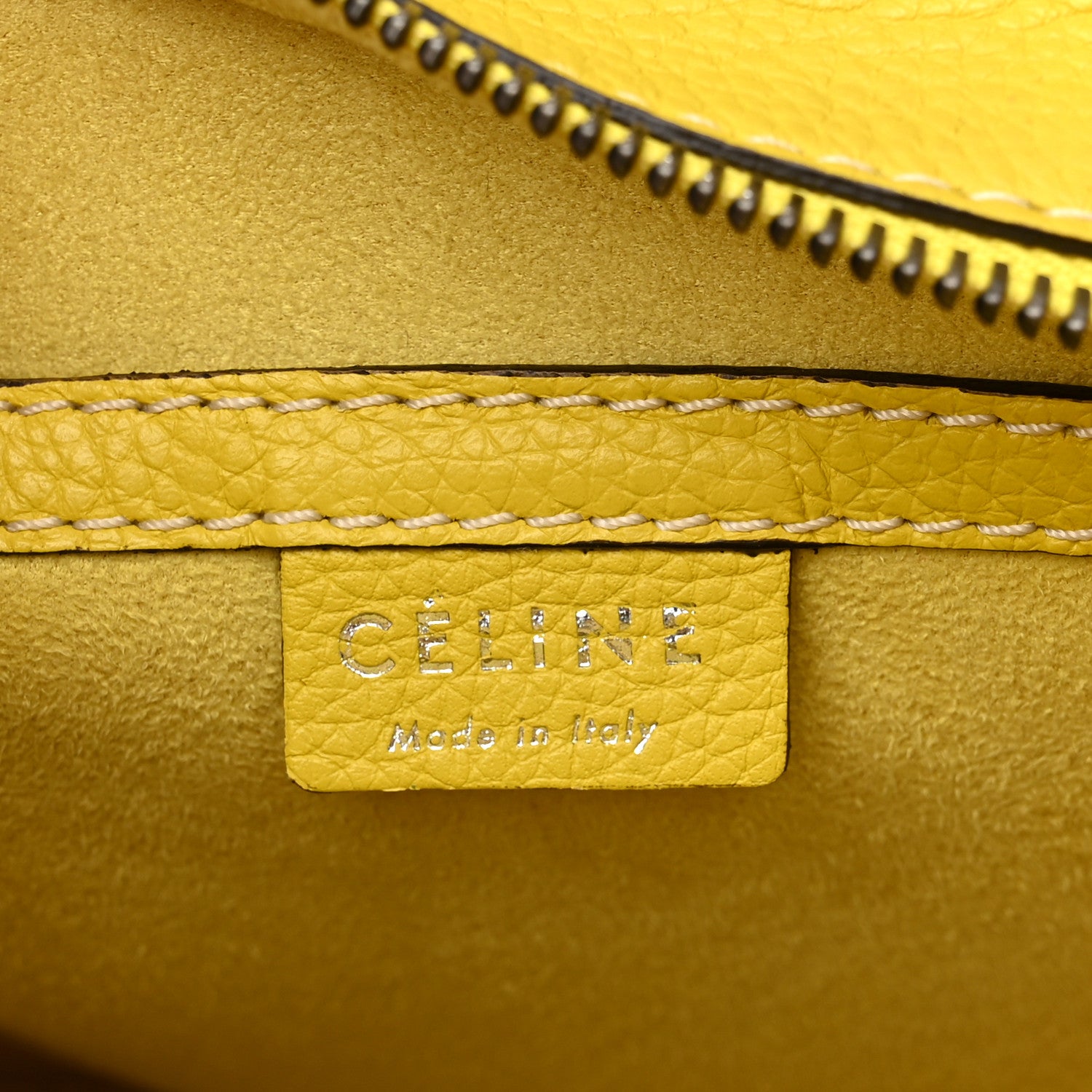 Celine Drummed Calfskin Nano Luggage Citron 6 of 13