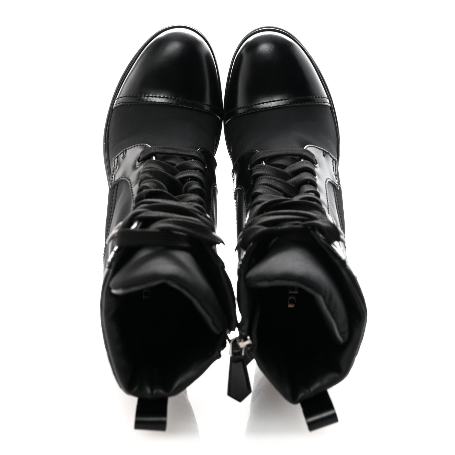 Prada Spazzolato Re-Nylon Metal Triangle Logo Lace Up 85mm Ankle Boots 36 Black 2 of 9