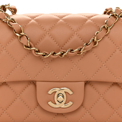 Chanel Lambskin Quilted Mini Rectangular Flap Dark Beige 7 of 10