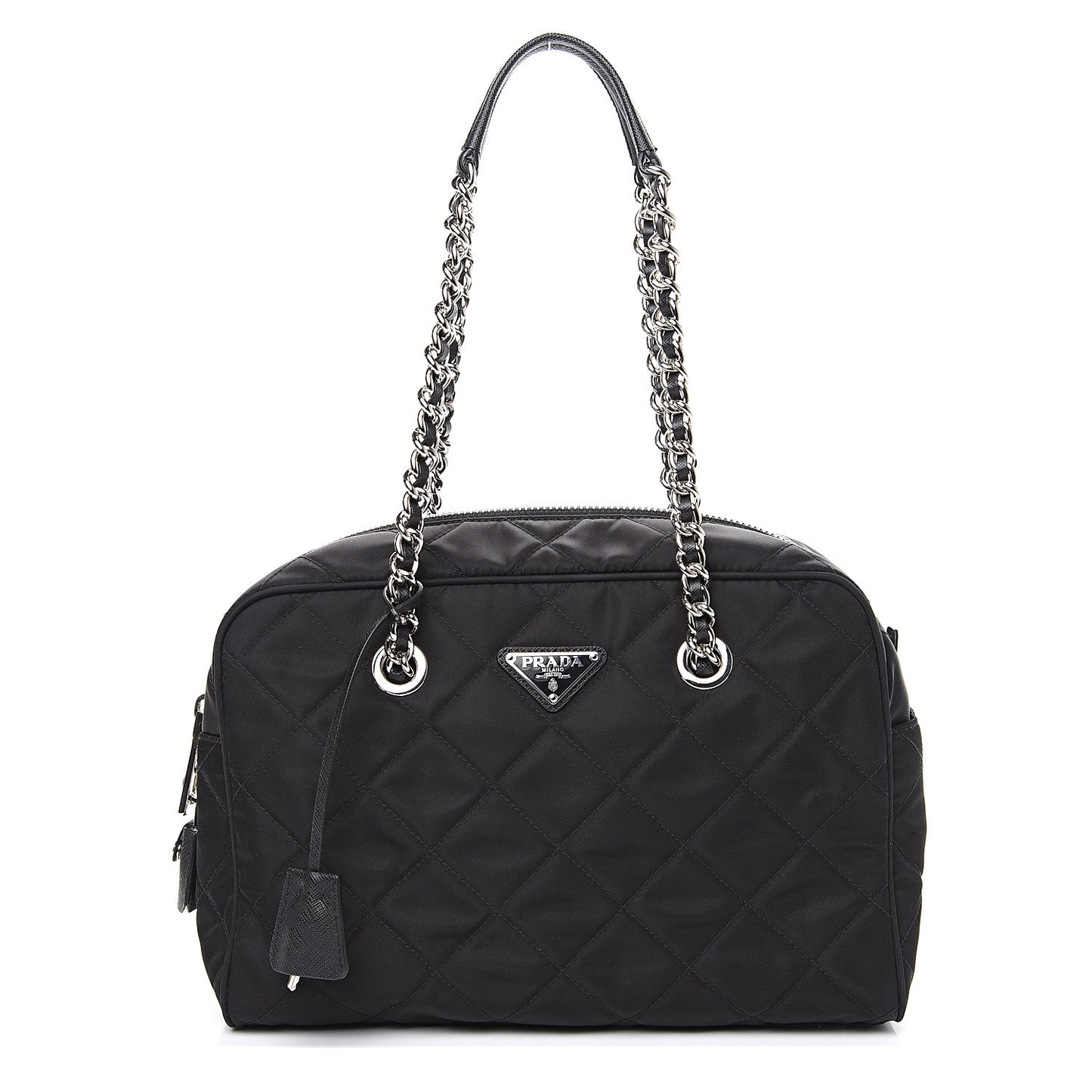 Nylon Tessuto Impuntu Quilted Shoulder Bag Black