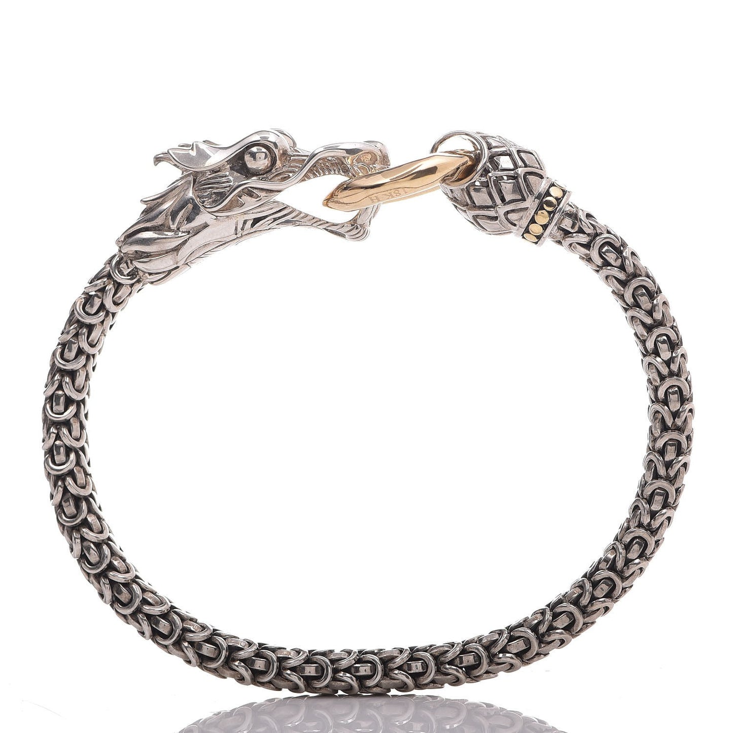 Sterling Silver 18K Yellow Gold 6mm Naga Dragon Bracelet