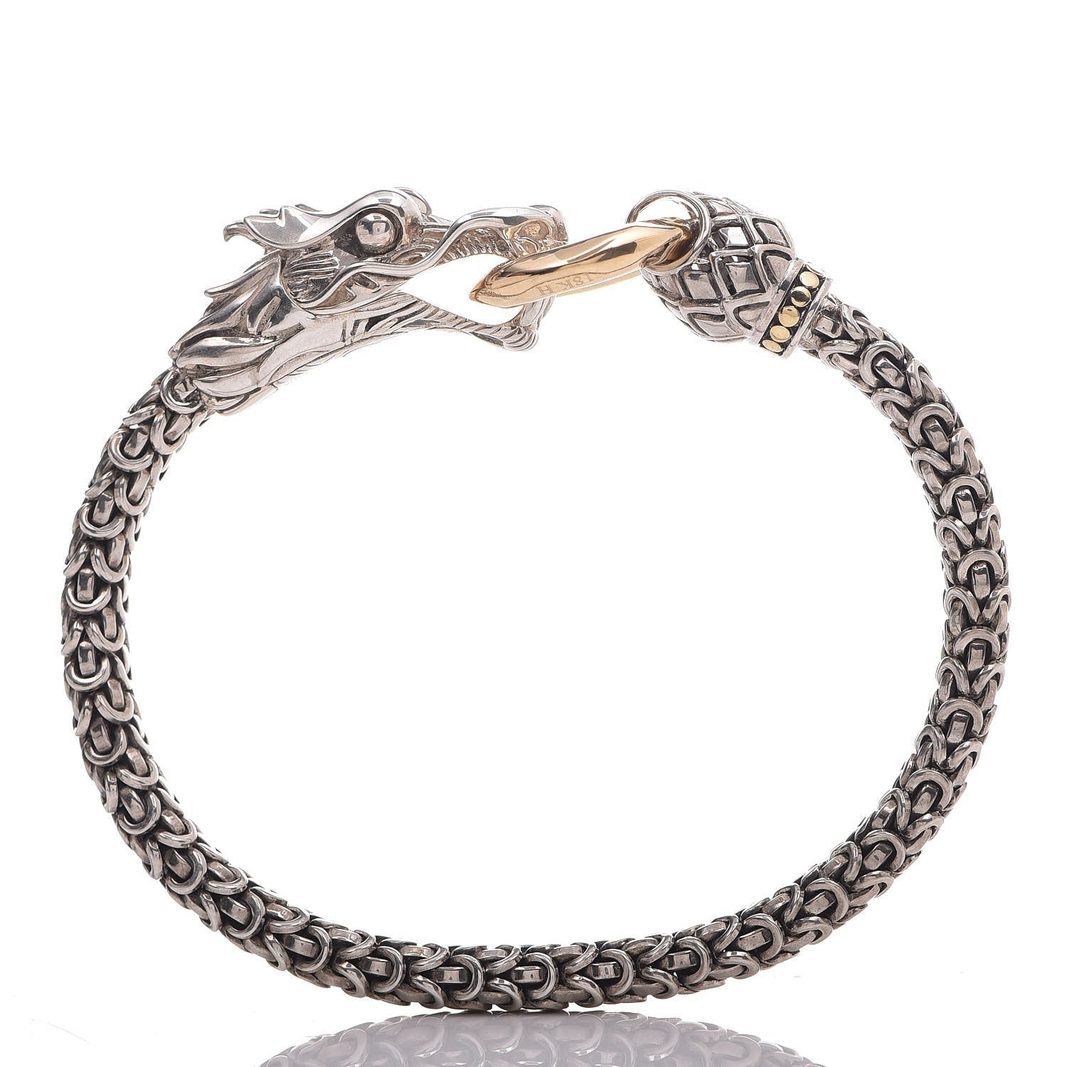John Hardy Sterling Silver 18K Yellow Gold 6mm Naga Dragon Bracelet 4 of 6