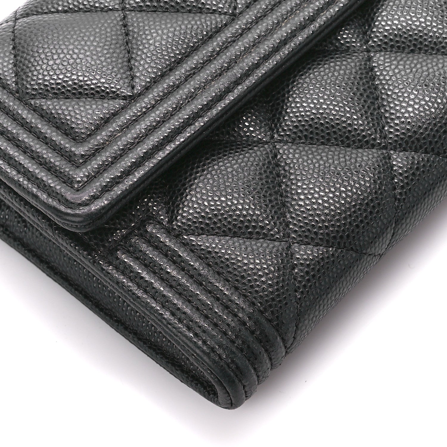 Chanel Caviar Quilted Large Boy Gusset Flap Wallet Black 11 of 13