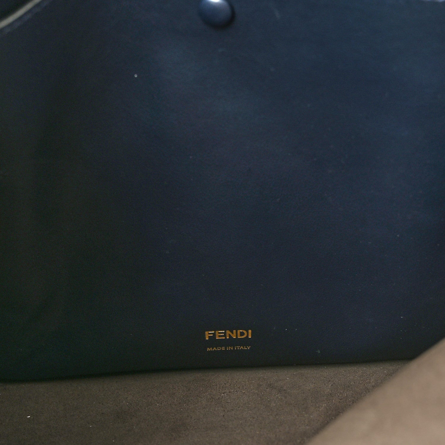 Fendi Vitello Grace Suede Large Flip Tote Midnight Marrone 6 of 12