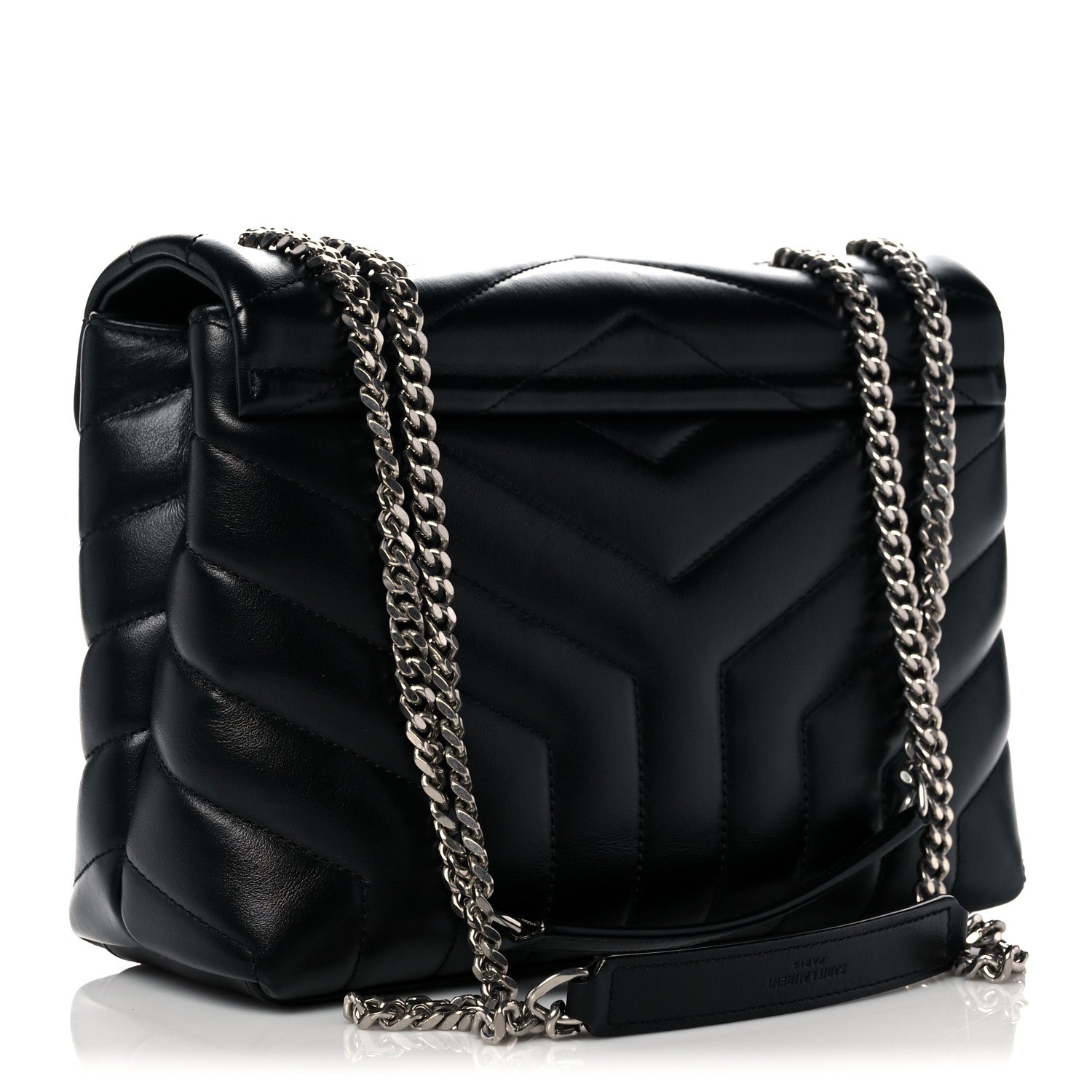 Saint Laurent Calfskin Y Quilted Monogram Small Loulou Chain Satchel Black 3 of 12