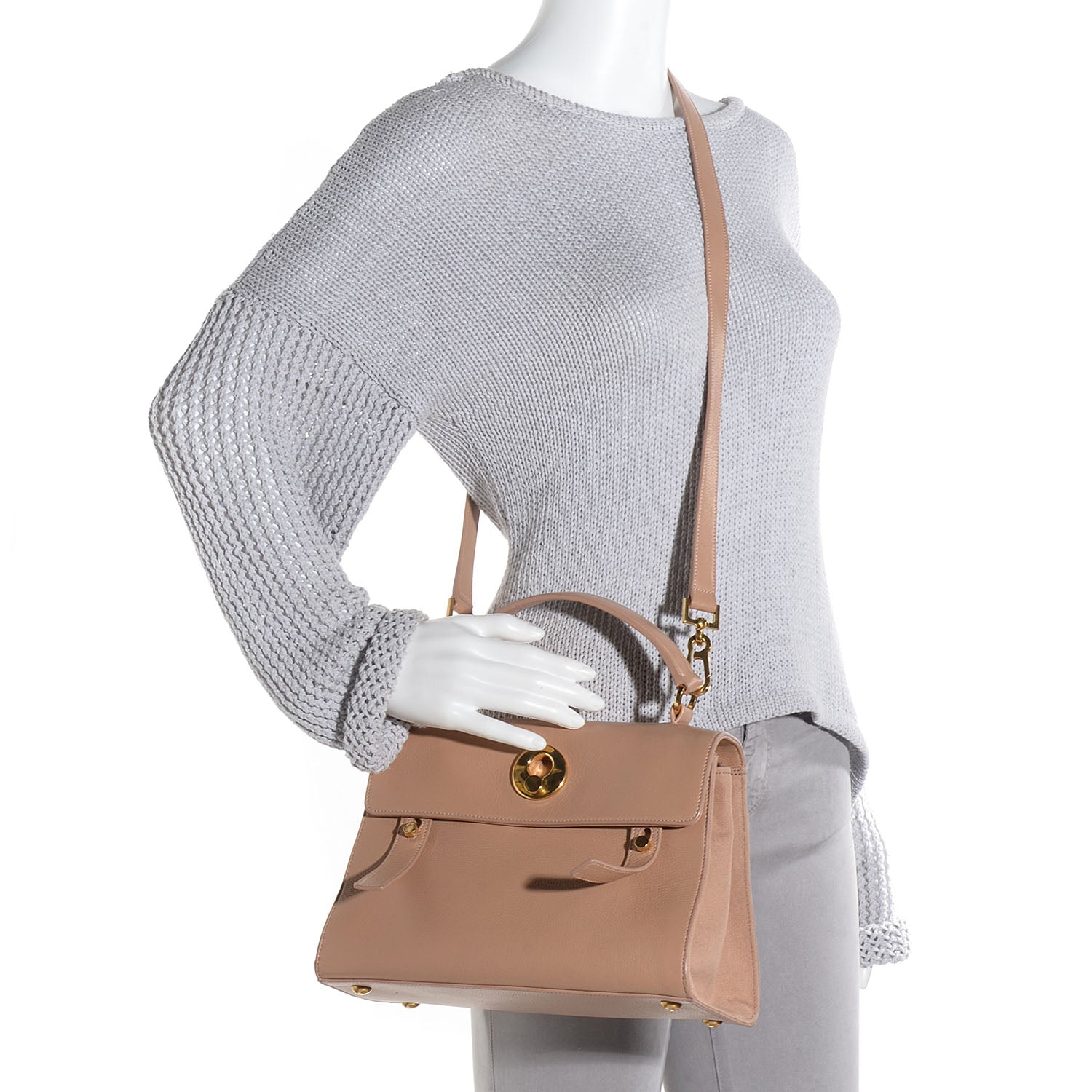 Saint Laurent Calfskin Canvas Small Muse Two Beige 2 of 10