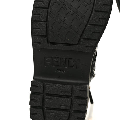 Fendi Vitello Abrasivato Fendigraphy 50mm Biker Boots 36 Black 7 of 9