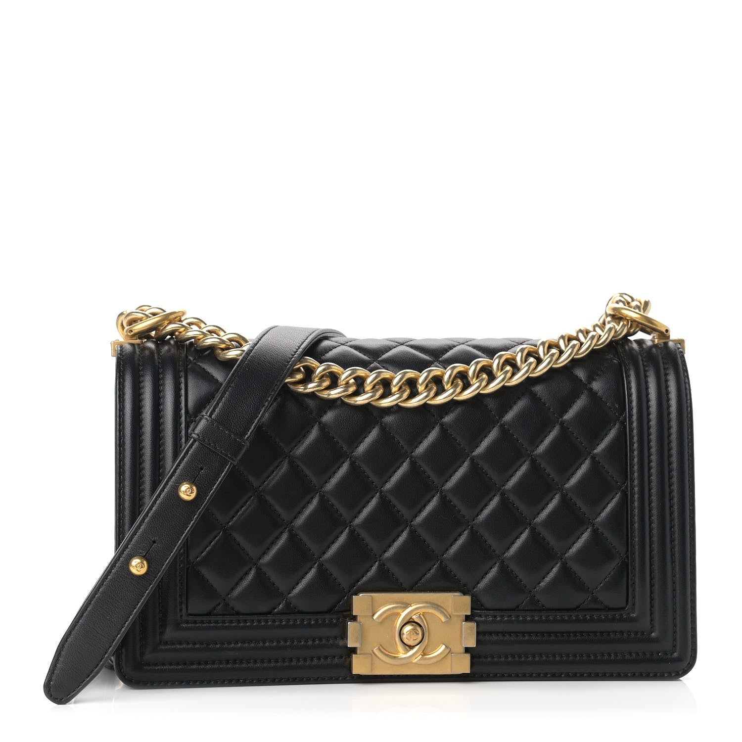 Chanel Lambskin Quilted Medium Boy Flap Black 1 of 8