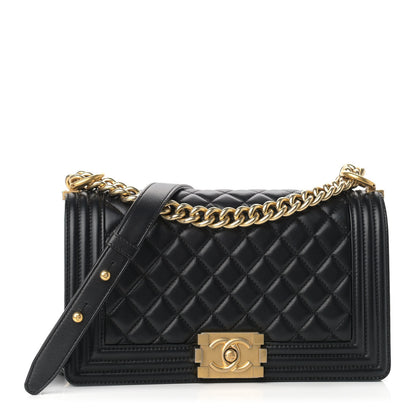Chanel Lambskin Quilted Medium Boy Flap Black 1 of 8