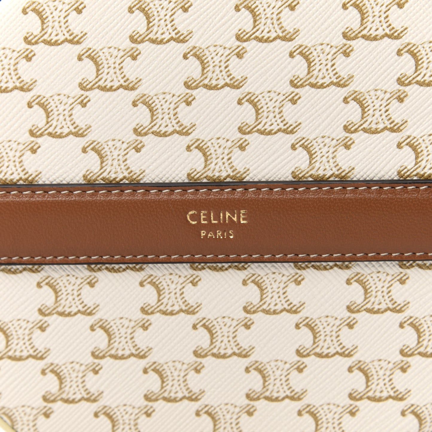 Lambskin Triomphe Canvas Round Purse On Strap White Tan