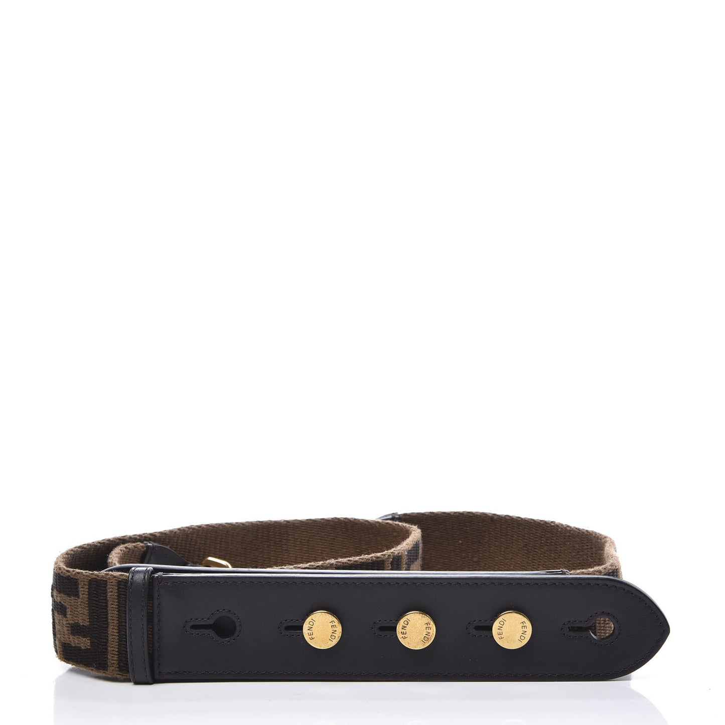 Ribbon Vitello Century FF 1974 Flat Studded Strap You Fango Marrone Ebano