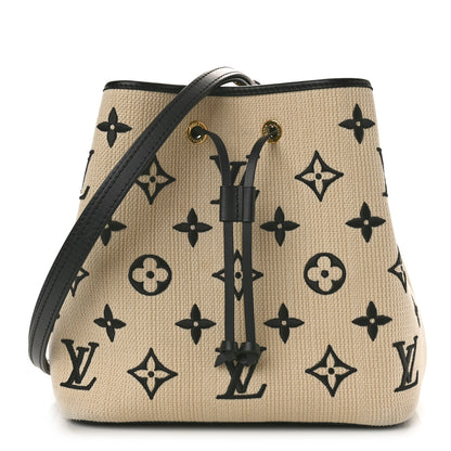 Louis Vuitton Cotton Monogram Embroidered Neonoe MM Beige Black 1 of 8