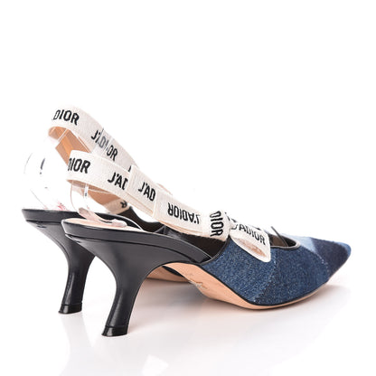 Christian Dior Denim Ribbon Patchwork J'Adior Slingback 65mm Pumps 39.5 Deep Blue 3 of 12