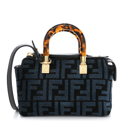 Fendi Chenille Vitello King Plexiglass FF Mini By The Way Top Handle Boston Bag Blue Black 1 of 10