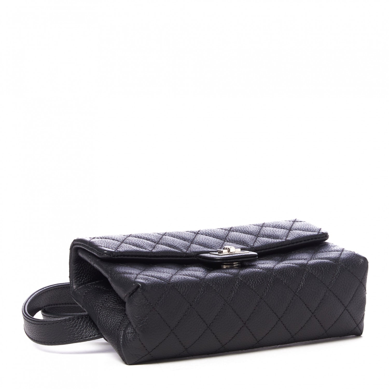 Chanel Grained Calfskin Quilted 2.55 Reissue Flap Belt Bag Clutch Black 3 of 8