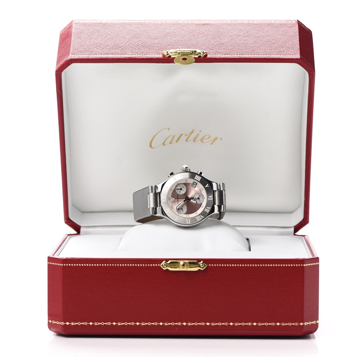 Cartier Stainless Steel Satin 32mm Must 21 Chronoscaph Quartz Watch Pink 6 of 6