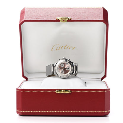 Cartier Stainless Steel Satin 32mm Must 21 Chronoscaph Quartz Watch Pink 6 of 6