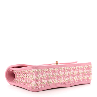 Chanel Metallic Lambskin Viscose Woven Flap Pink Gold 4 of 10