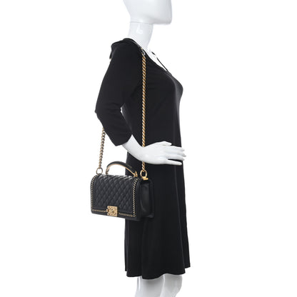 Chanel Lambskin Quilted Medium Top Handle Boy Flap Black 2 of 12