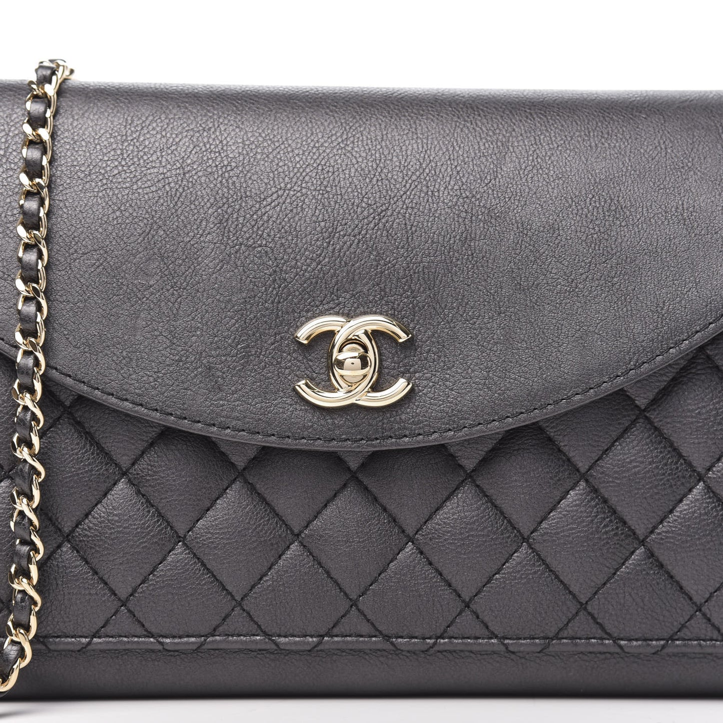 Calfskin Quilted Smart Pocket Flap Bag Dark Gray