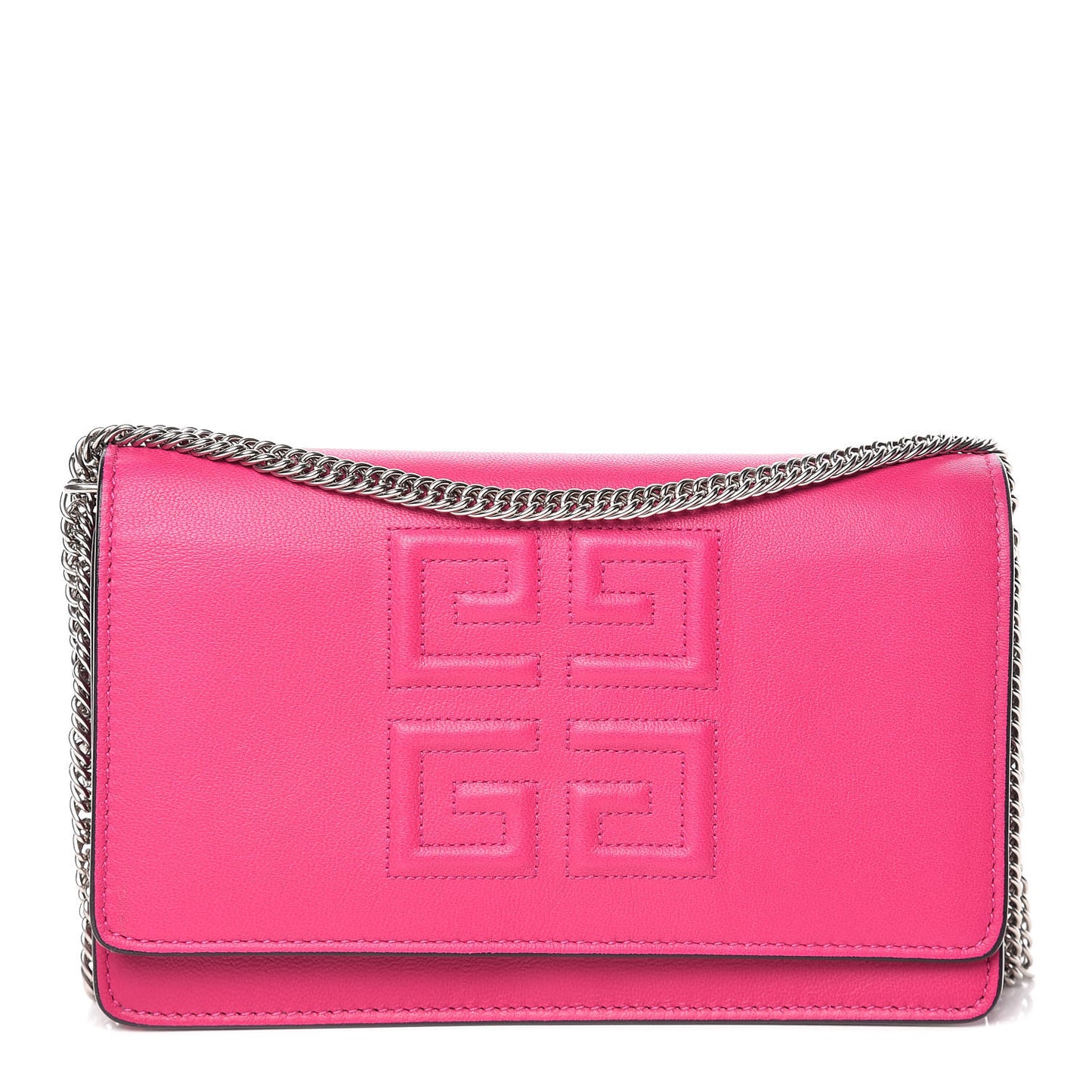 Lambskin Emblem Chain Wallet Cyclamen