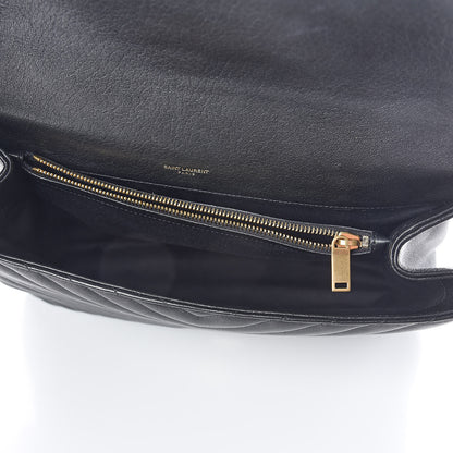 Saint Laurent Sheepskin Matelasse Chevron Monogram Large College Satchel Black 5 of 9