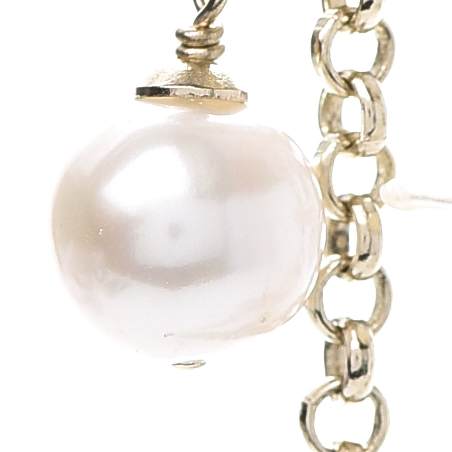 Pearl CC Chain Necklace Gold