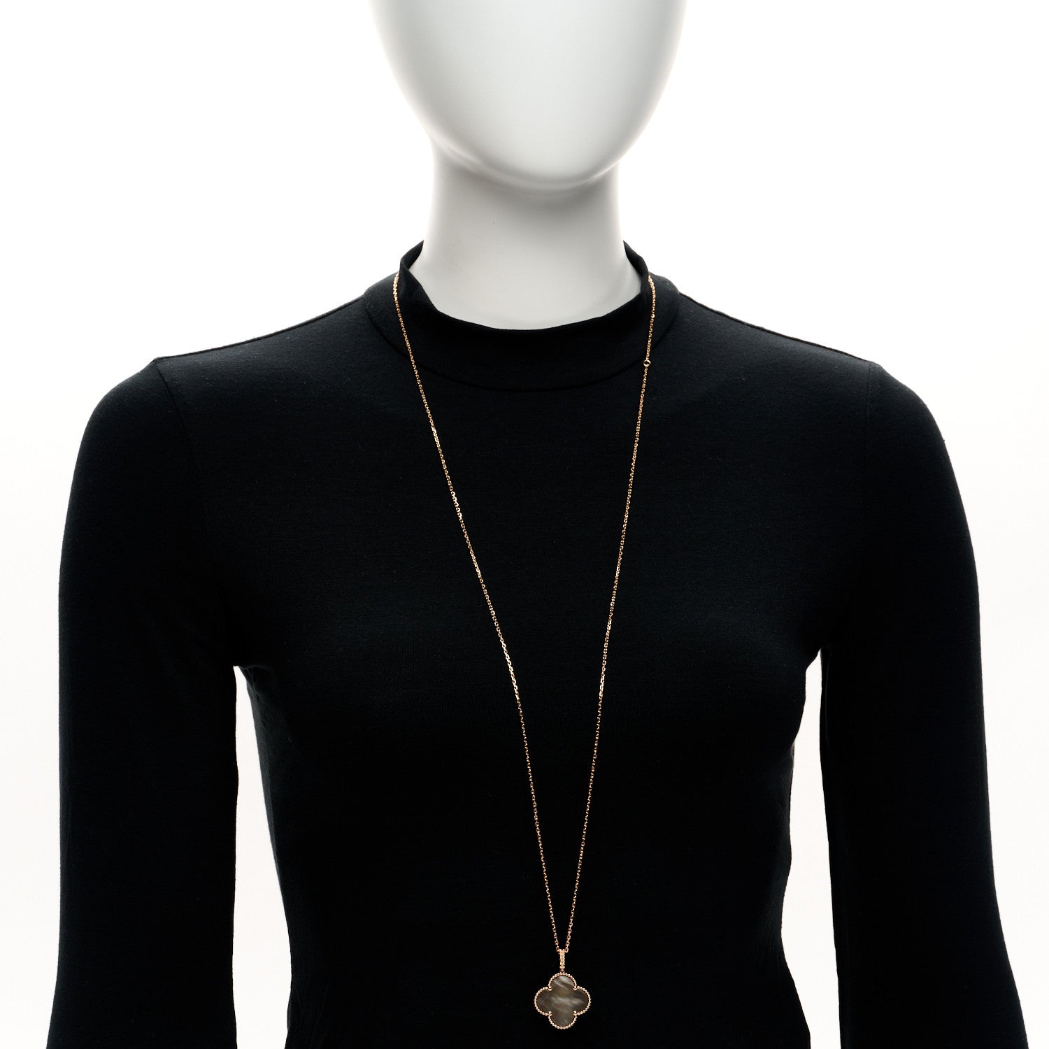 Van Cleef & Arpels 18K Rose Gold Gray Mother of Pearl Magic Alhambra Long Necklace 2 of 5