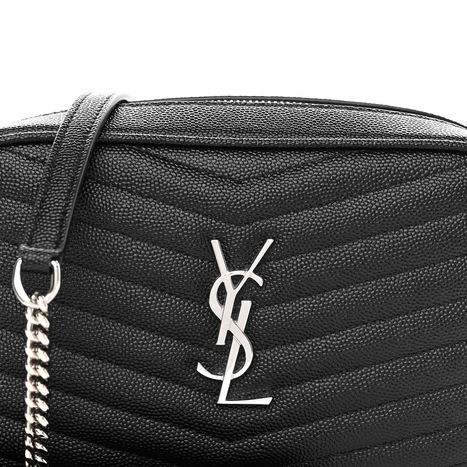 Saint Laurent Grain De Poudre Matelasse Monogram Mini Lou Camera Bag Black 8 of 9
