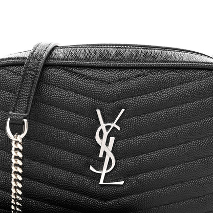 Saint Laurent Grain De Poudre Matelasse Monogram Mini Lou Camera Bag Black 8 of 9