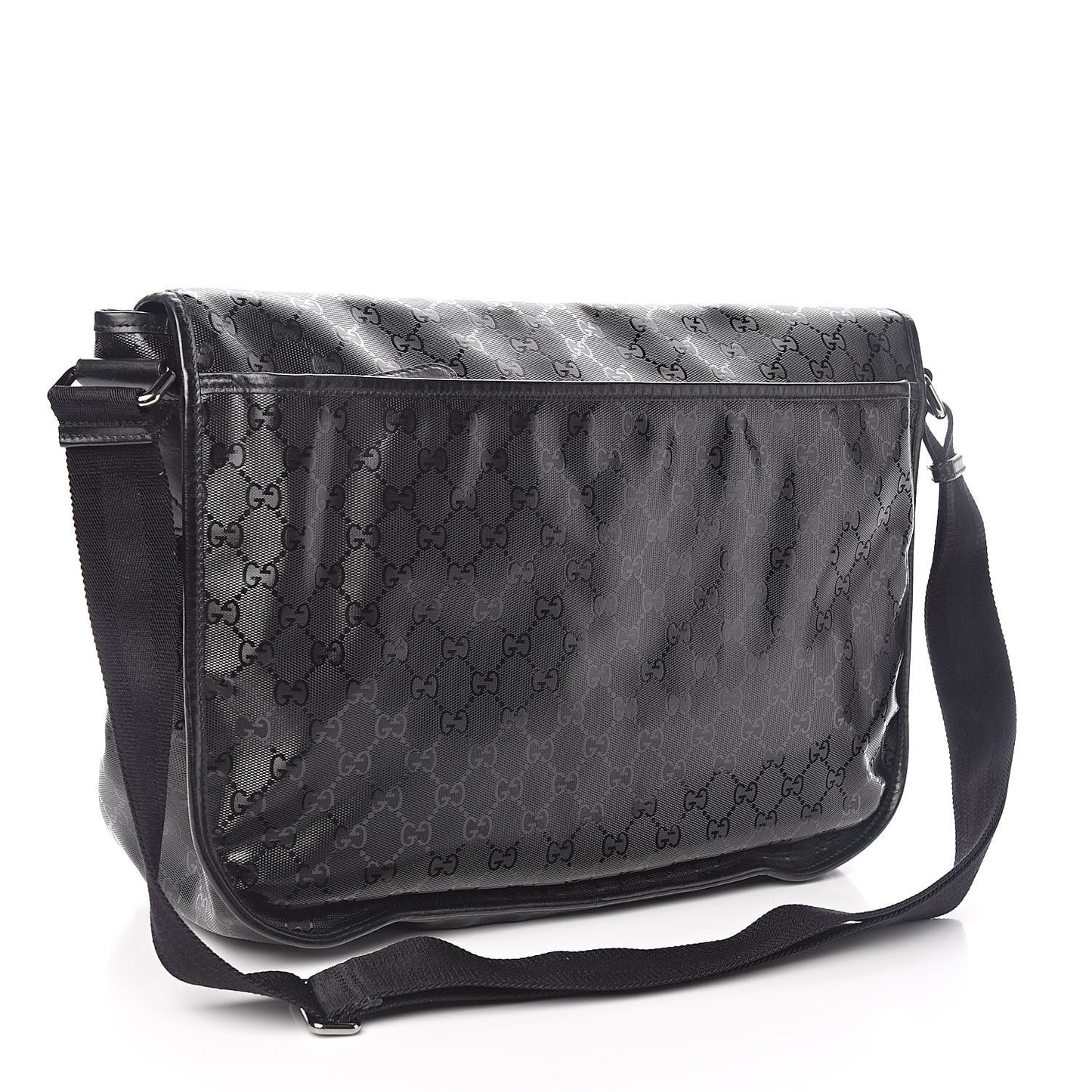 Imprime Monogram Large Double Buckle Flap Messenger Bag Black