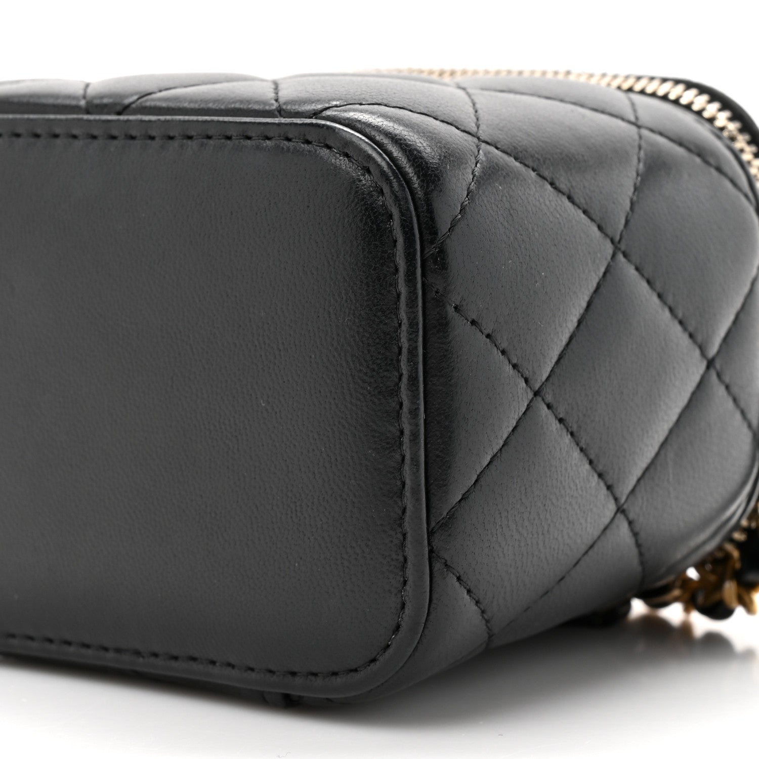 Chanel Lambskin Quilted Mini Pearl Crush Vanity Case With Chain Black 9 of 10