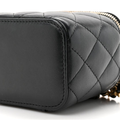 Chanel Lambskin Quilted Mini Pearl Crush Vanity Case With Chain Black 9 of 10