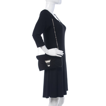 Celine Suede Calfskin Clutch on Chain Black 2 of 7