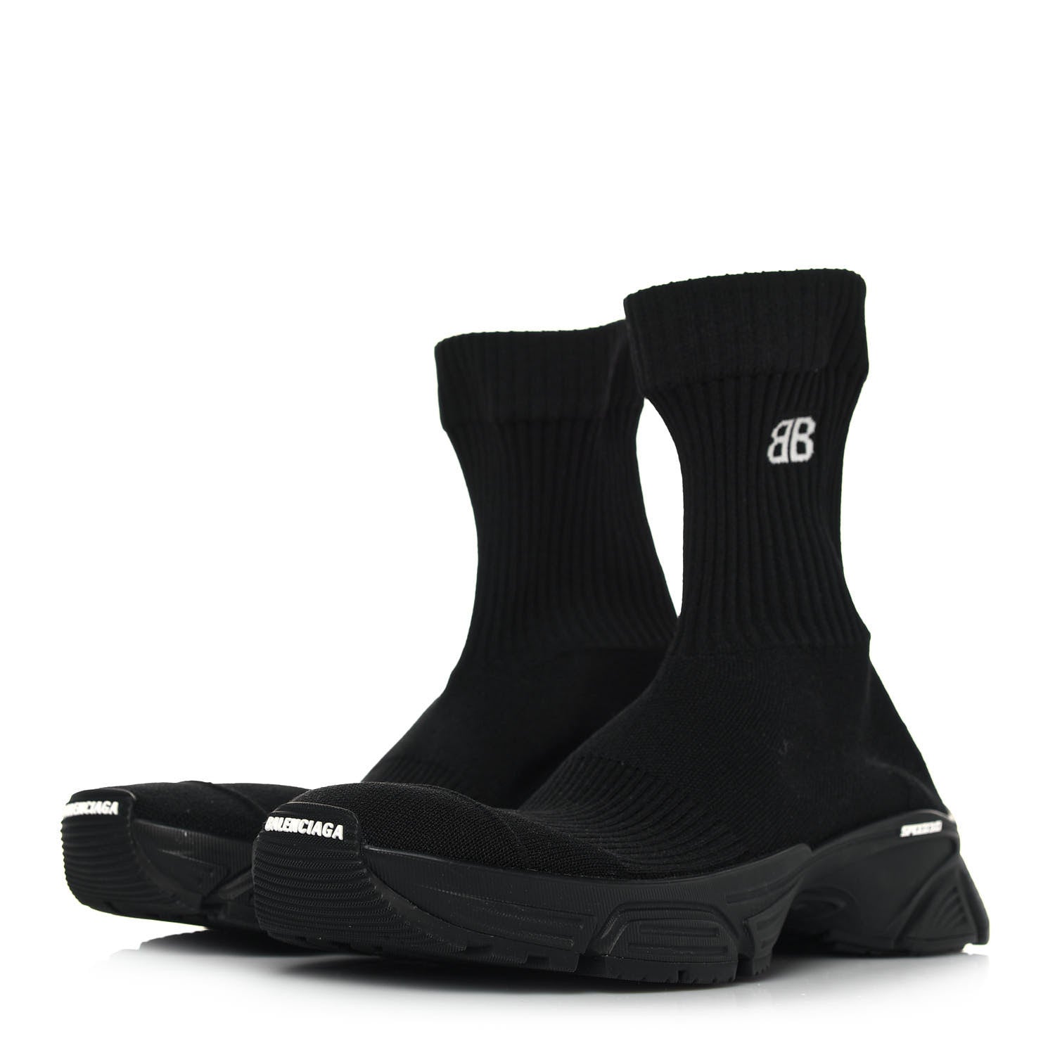 Balenciaga Technical Ribbed 3D Recycled Knit Womens Speed 3.0 Sneakers 40 Monocolor Black 3 of 7
