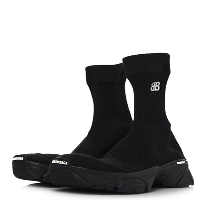 Balenciaga Technical Ribbed 3D Recycled Knit Womens Speed 3.0 Sneakers 40 Monocolor Black 3 of 7