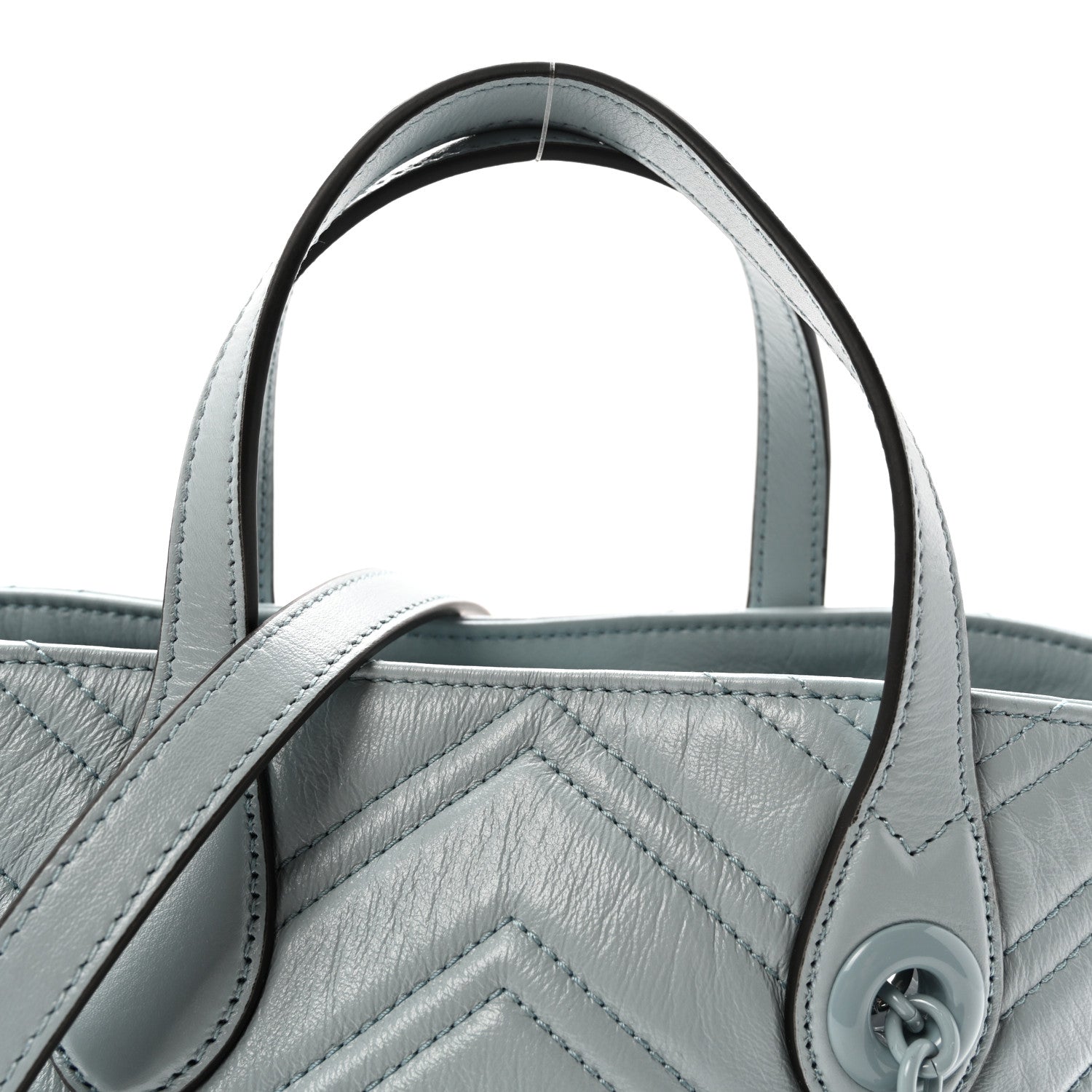 Gucci Nappa Chevron Matelasse Small GG Marmont Tote Bag Icy Blue 8 of 10