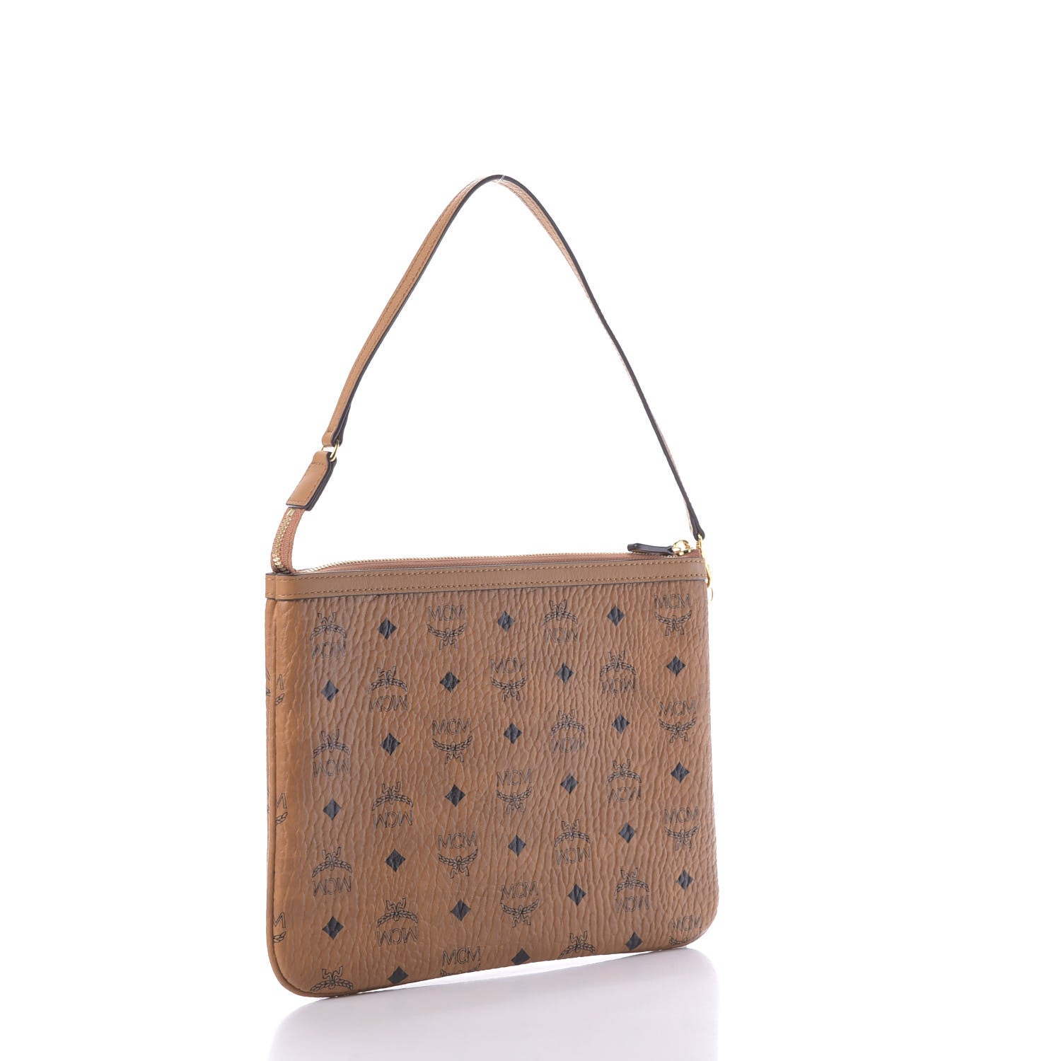 MCM Visetos Medium Stark Wristlet Pouch Cognac 5 of 10