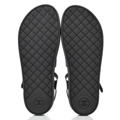 Chanel Patent Calfskin Pearl Platform Sandal 39 Black 5 of 9