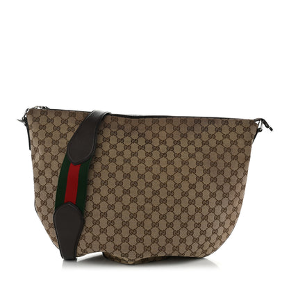 Gucci Monogram Calfskin Web Large Shoulder Bag Beige Brown 1 of 12